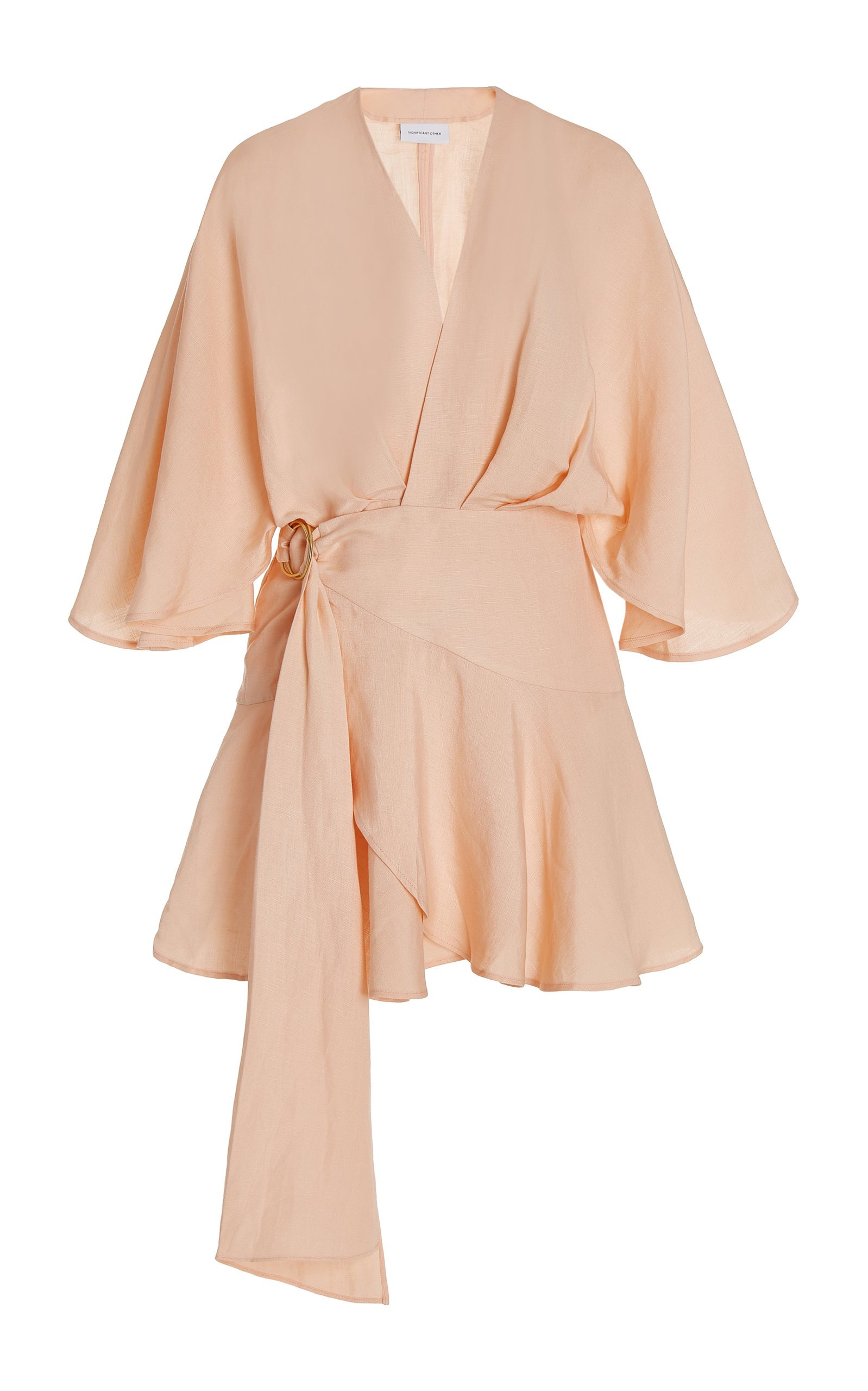 Exclusive Olivia Linen Blend Mini Wrap Dress