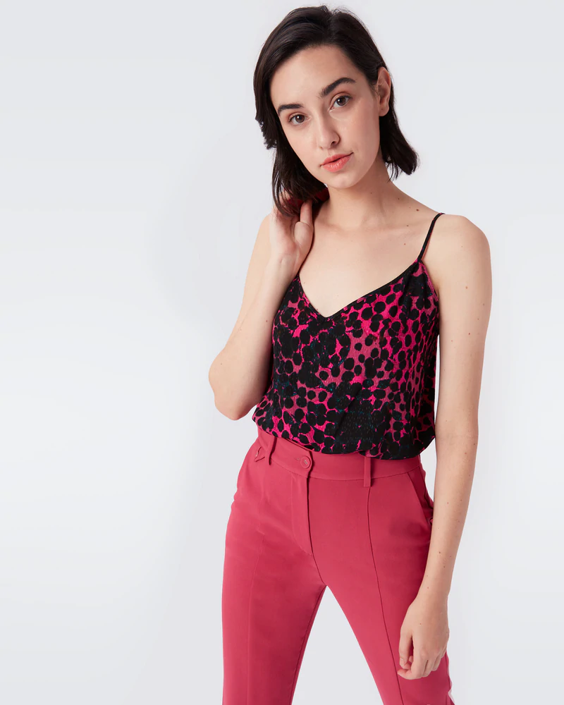 Edith Camisole in Ink Dots Medium Indian Pink